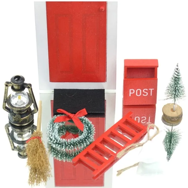 GASPER Weihnachtsdeko Wichtelset Rot & Weiß 9 teilig - Holz & Kunststoff
