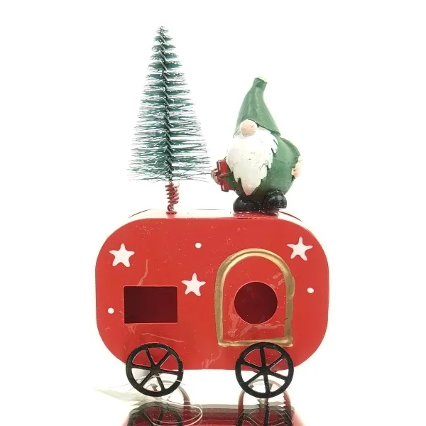 GASPER Weihnachtsdeko Wohnwagen mit Wichtel Rot & Grün 15,5 cm - Metall & Poly GASPER Weihnachtsdeko Wohnwagen mit Wichtel Rot & Grün 15,5 cm - Metall & Poly