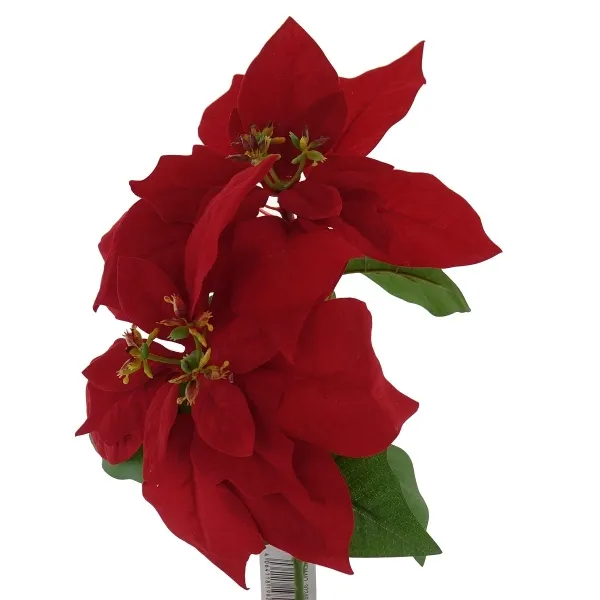 GASPER Weihnachtsstern - Poinsettie Rot kurz mit 2 Brakteen 33 cm - Kunstblumen
