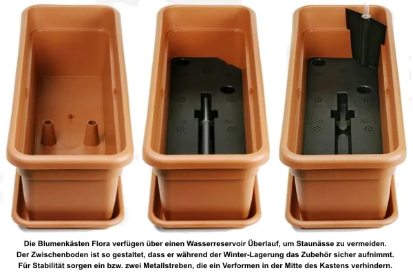 Geda Balkonkasten FLORA Weiß mit Bewässerungseinsatz 99 cm - Kunststoff