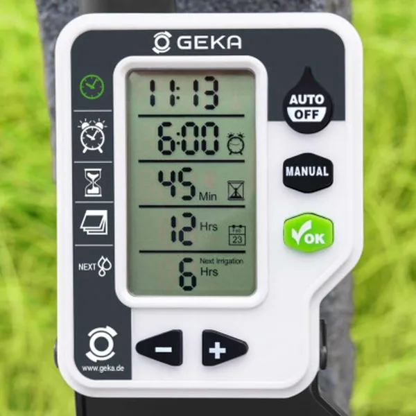 GEKA® Bewässerungscomputer digital mit 1 Ausgang & G3/4 + G1 Hahnadaptern