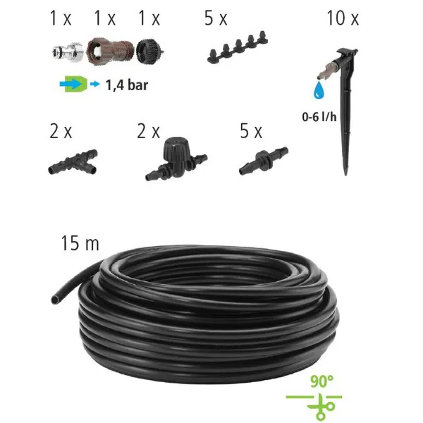 GEKA® Drip System 6 mm Set Bewässerung für Balkon & Terrasse - 15 Meter