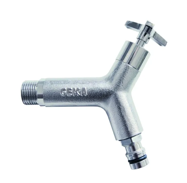 GEKA® plus Design-Wasserhahn 1/2 Zoll mit GEKA® plus Anschlussstecker vernickelt