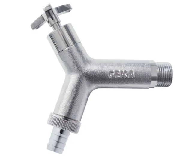 GEKA® plus Design-Wasserhahn Außengewinde 3/4 Zoll mit Tülle Messing verchromt