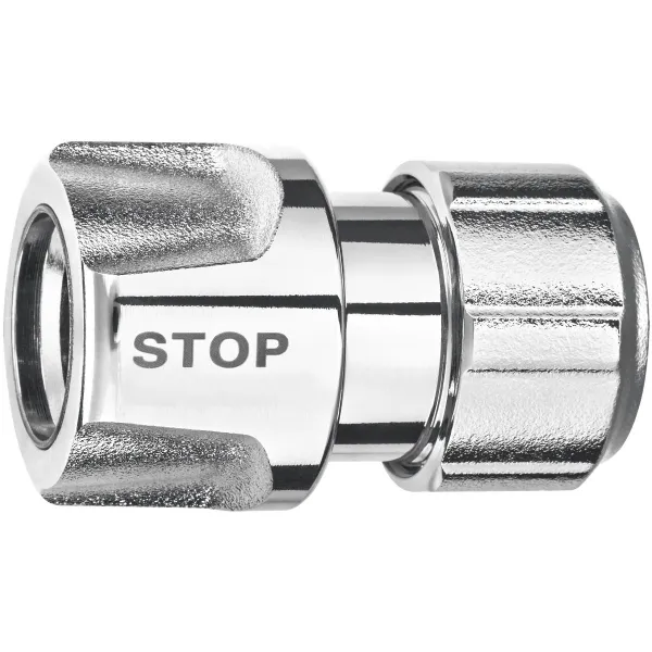 GEKA® plus Schlauchstück mit Wasserstopp 1/2 Zoll - 13 mm Messing verchromt