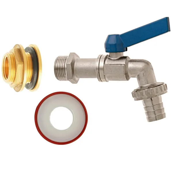 GEKA® Regentonnen Anschluss Set - IG 1/2 Zoll x AG 3/4 Zoll, Stripe