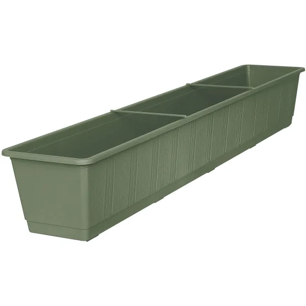 Geli Balkonkasten STANDARD Pistaziengrün mit Holzstruktur 100 cm - Kunststoff