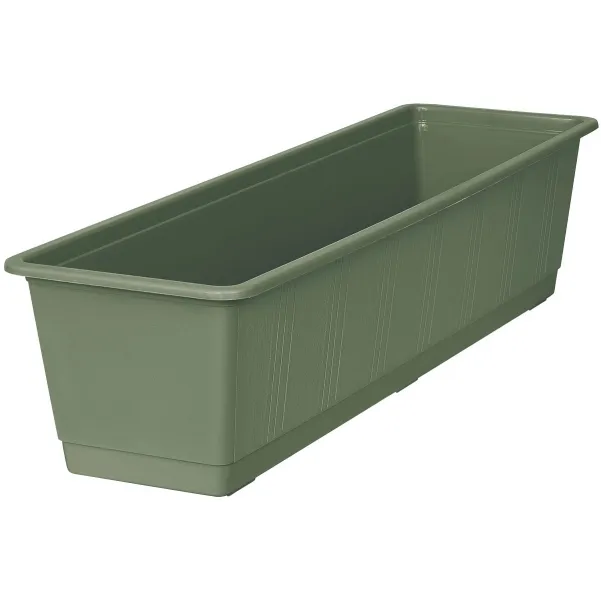 Geli Balkonkasten STANDARD Pistaziengrün mit Holzstruktur 60 cm - Kunststoff