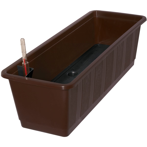 Geli Balkonkasten AQUA GREEN Braun  60 cm mit Bewässerungssystem - Kunststoff