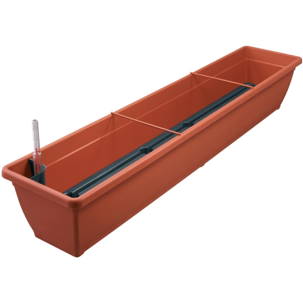 Geli Balkonkasten AQUA TOSCANA Terracotta 100 cm mit Bewässerungssystem - Kunststoff
