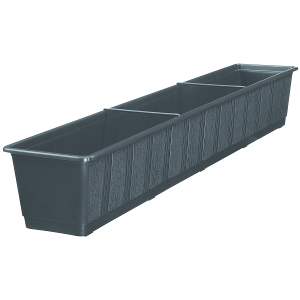 Geli Balkonkasten STANDARD Anthrazit mit Holzstruktur 100 cm - Kunststoff
