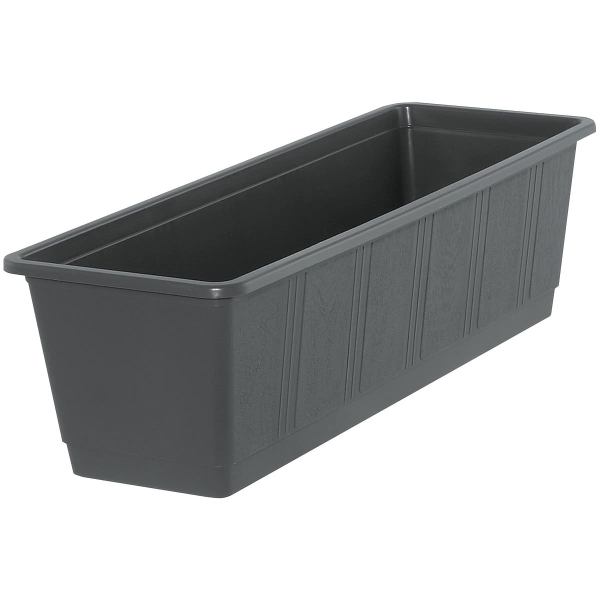 Geli Balkonkasten STANDARD Anthrazit mit Holzstruktur  50 cm - Kunststoff