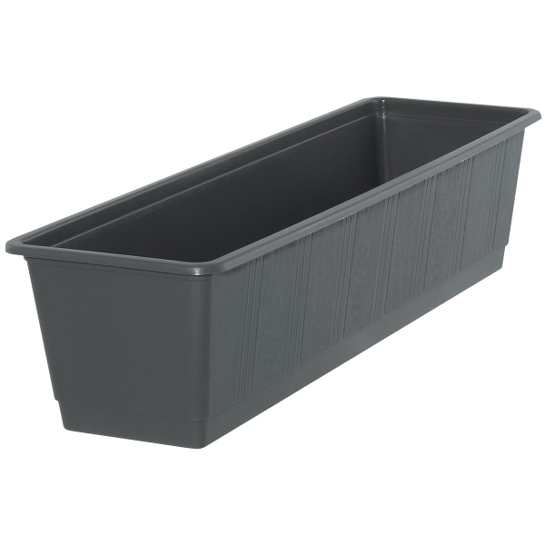 Geli Balkonkasten STANDARD Anthrazit mit Holzstruktur  60 cm - Kunststoff