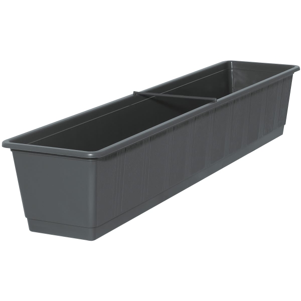 Geli Balkonkasten STANDARD Anthrazit mit Holzstruktur  80 cm - Kunststoff