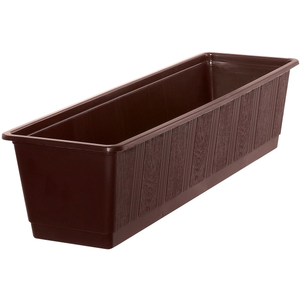 Geli Balkonkasten STANDARD Braun mit Holzstruktur  60 cm - Kunststoff