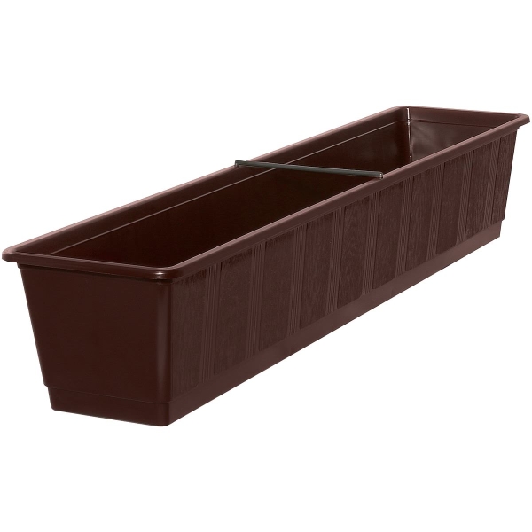 Geli Balkonkasten STANDARD Braun mit Holzstruktur  80 cm - Kunststoff