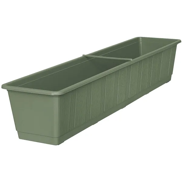 Geli Balkonkasten STANDARD Pistaziegrün mit Holzstruktur 80 cm - Kunststoff