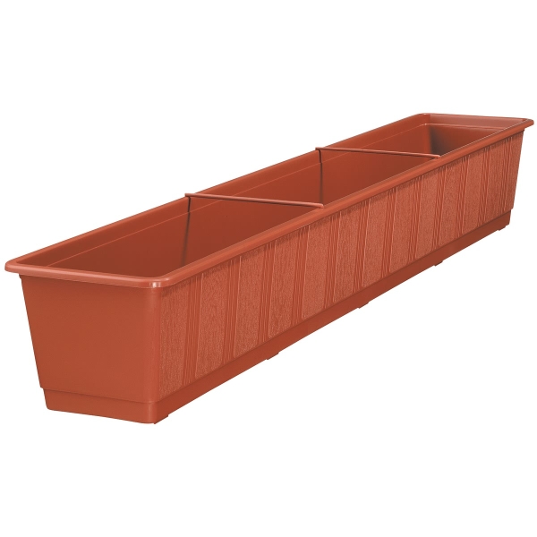 Geli Balkonkasten STANDARD Terracotta mit Holzstruktur 100 cm - Kunststoff