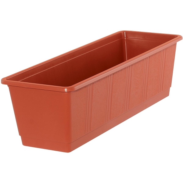 Geli Balkonkasten STANDARD Terracotta mit Holzstruktur  50 cm - Kunststoff