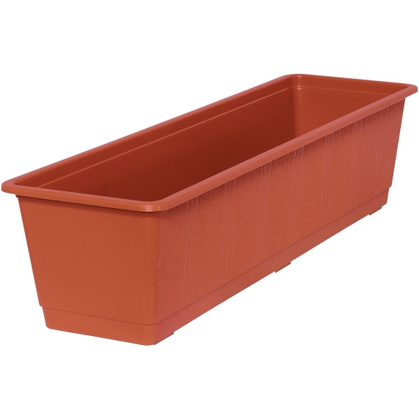 Geli Balkonkasten STANDARD Terracotta mit Holzstruktur  60 cm - Kunststoff