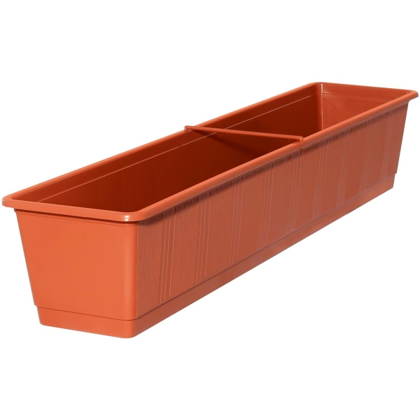 Geli Balkonkasten STANDARD Terracotta mit Holzstruktur  80 cm - Kunststoff