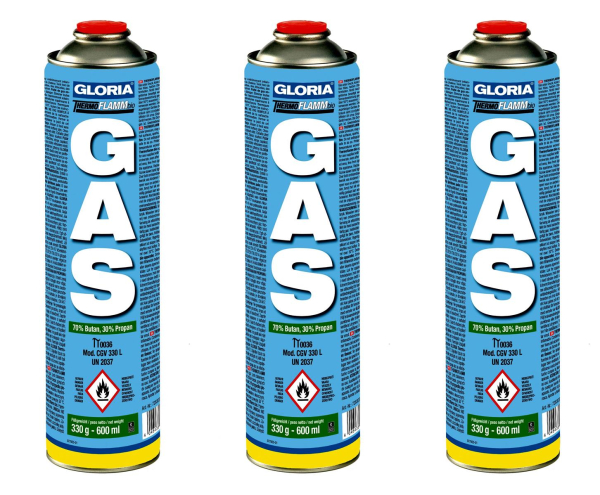 GLORIA® THERMOFLAMM bio Gas-Kartuschen 3 x 330 g = 1.800 ml - 3 Kartuschen