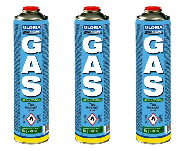 GLORIA® THERMOFLAMM bio Gas-Kartuschen 3 x 330 g = 1.800 ml - 3 Kartuschen