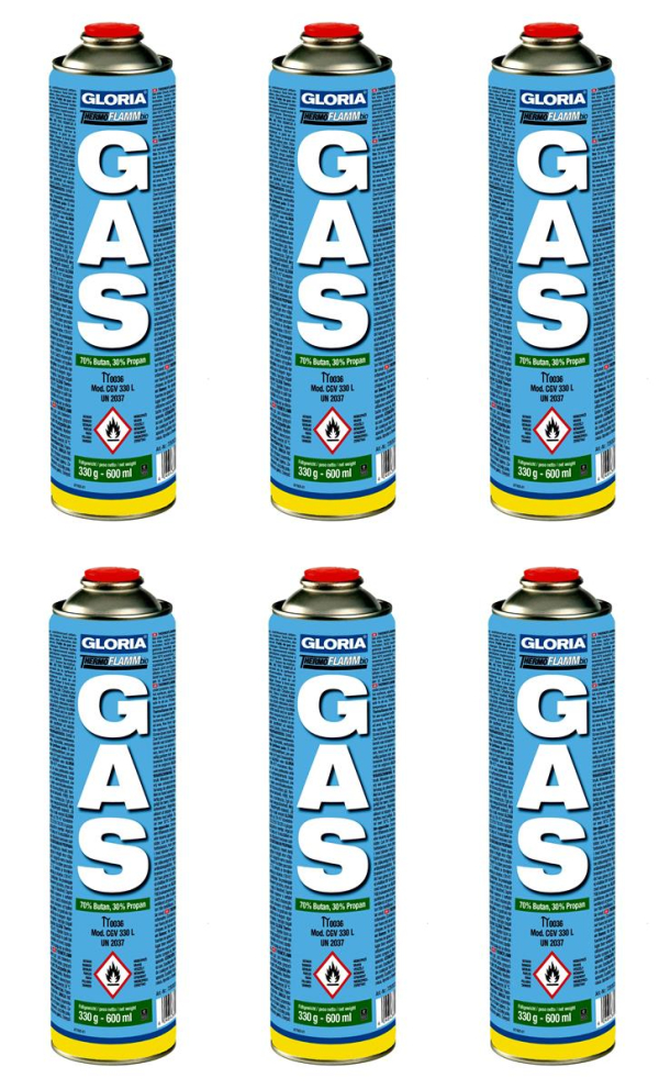 GLORIA® THERMOFLAMM bio Gas-Kartuschen 6 x 330 g = 3.600 ml - 6 Kartuschen