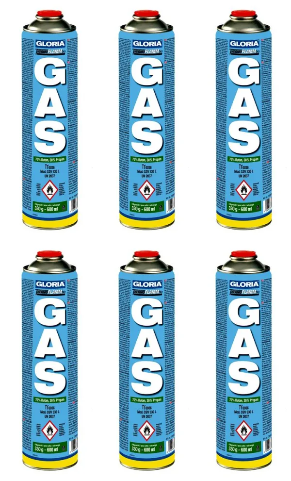 GLORIA® THERMOFLAMM bio Gas-Kartuschen 6 x 330 g = 3.600 ml - 6 Kartuschen