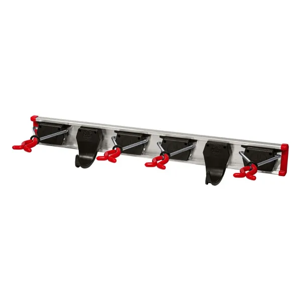 IDEAL-Gerätehalter Führungsschiene mit 4 Klemmhaltern und 2 Haken