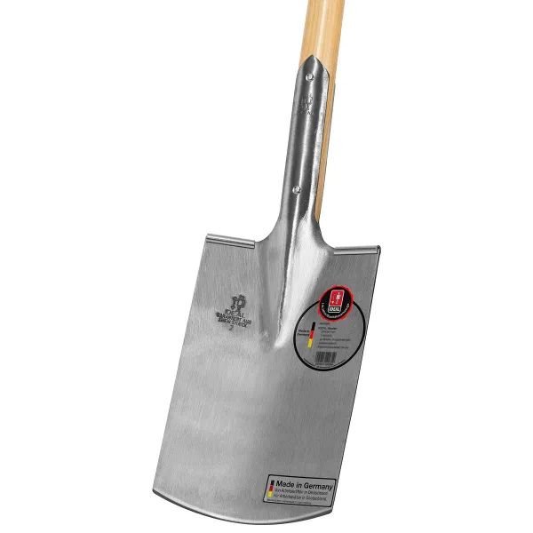 IDEAL-Spaten Premium Gärtner Form Doppelfederspaten mit Tritt Eschen-D-Stiel - Größe 2