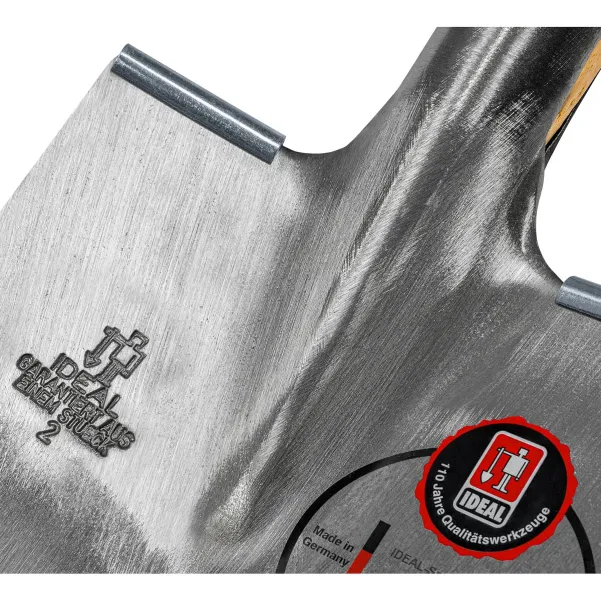 IDEAL-Spaten Premium Gärtner Form Doppelfederspaten mit Tritt Eschen-T-Stiel - Größe 2
