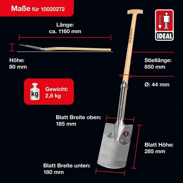 IDEAL-Rode- & Baumschulspaten mit Tritt und Eschen-T-Stiel 85 cm