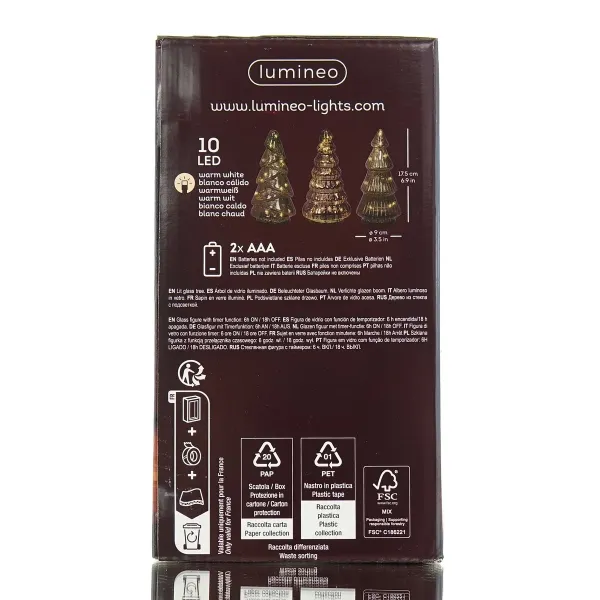 Lumineo Batterie LED Weihnachtsbäume Grün 3er Set Ø 9 cm Höhe 17,5 cm - warmweiß