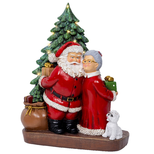 Lumineo Batterie Micro-LED Weihnachtsmann mit Großmutter 16 Lichter 24,5 cm - warmweiß