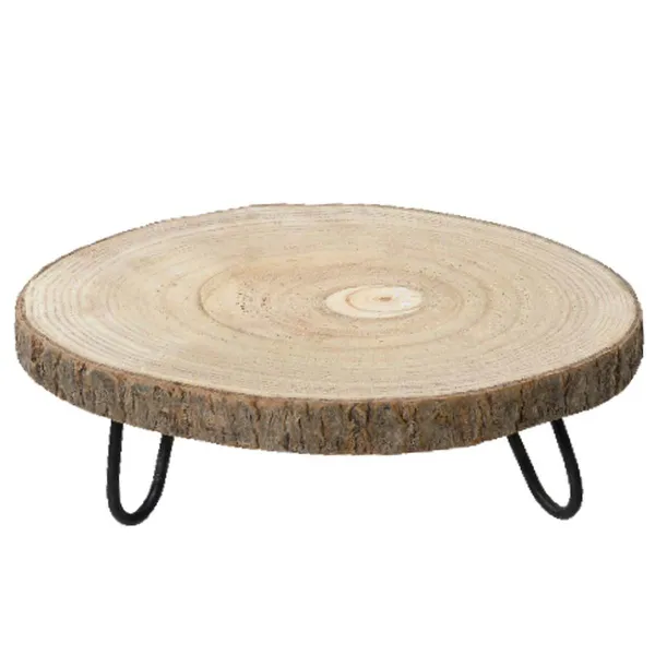 Kaemingk Baumscheibe auf 3 schwarzen Füßen Natur Ø ca. 25 cm - Paulownia Holz Kaemingk Baumscheibe auf 3 schwarzen Füßen Natur Ø ca. 25 cm - Paulownia Holz