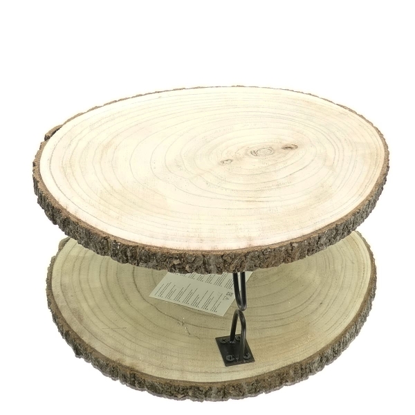 Kaemingk Baumscheibe auf 3 schwarzen Füßen Natur Ø ca. 35 cm - Paulownia Holz