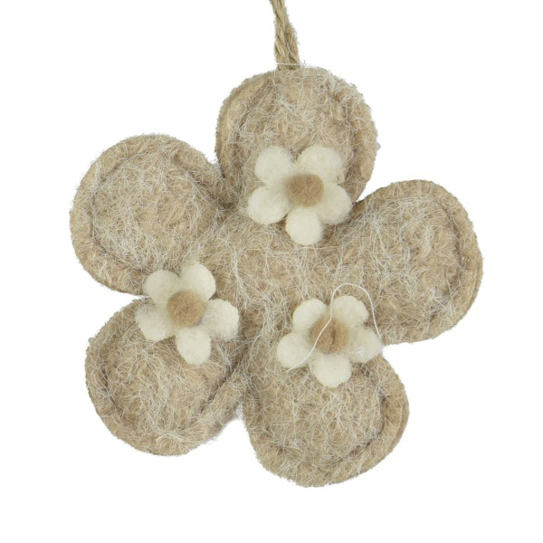 Decoris® Blüte mit Blütendeko & Aufhänger Ø 9,5 cm - Polyesterfilz