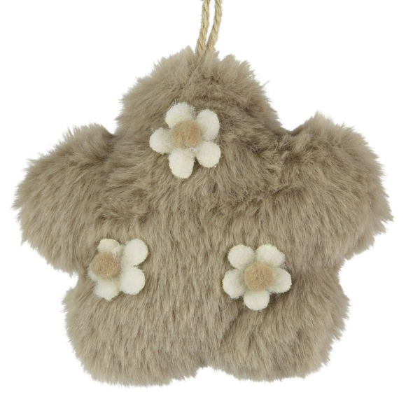 Decoris® Blüte Hellbraun drei Blüten mit Aufhänger Ø 10 cm - Plüsch