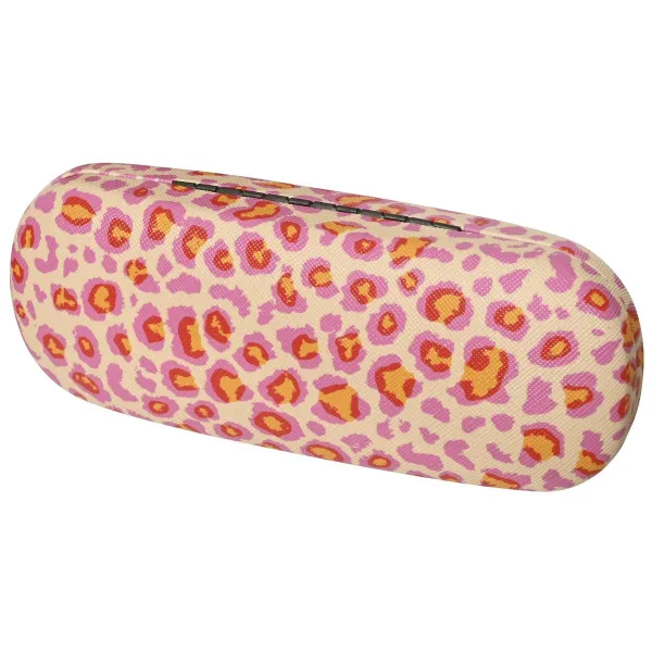 Kaemingk Hartschalen Brillenetui Leopardenlook Rosa-Orange 6 x 16,5 cm - Polyester