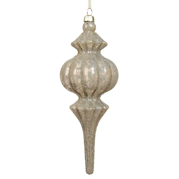 Altweißer tropfenartartiger Ornamentaufhänger - Kunststoff