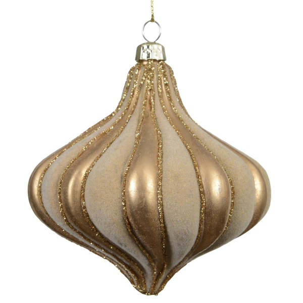 Anhänger Zwiebelform Ø 10 cm gold-/beigefarben -  Kunststoff