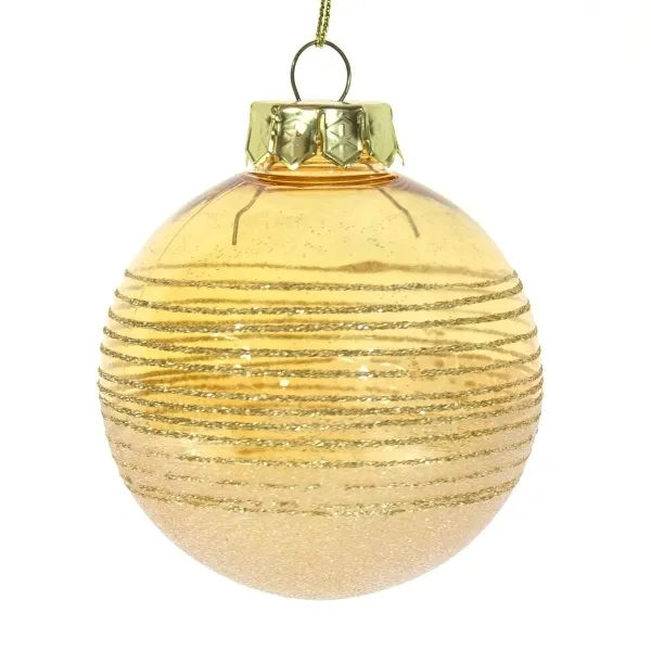 Kaemingk Bruchfeste Weihnachtskugel Gelb mit 3fach Oberfläche Ø 8 cm - Kunststoff