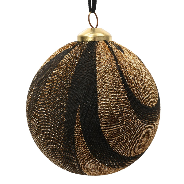 Weihnachtskugel schwarzbraunfarben Ø 8 cm - Kunststoff & Stoff
