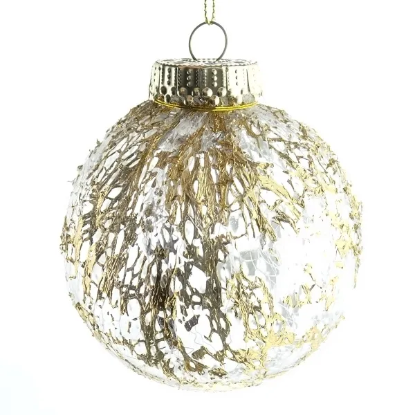Kaemingk Bruchfeste Weihnachtskugel Transparent Golddekor Ø 8 cm - Kunststoff
