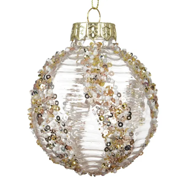 Weihnachtskugel transparent Paillette silber-/goldfarben Ø 8 cm - Kunststoff