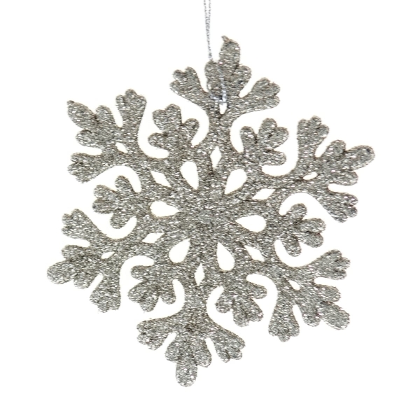 Kaemingk Bruchfester Weihnachtsschneeflockenanhänger Champagner Glitter Ø 9 cm