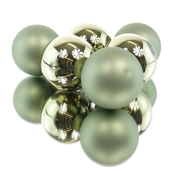 Christbaumkugeln Rosmary grün Ø 8 cm aus Glas - 6er Set