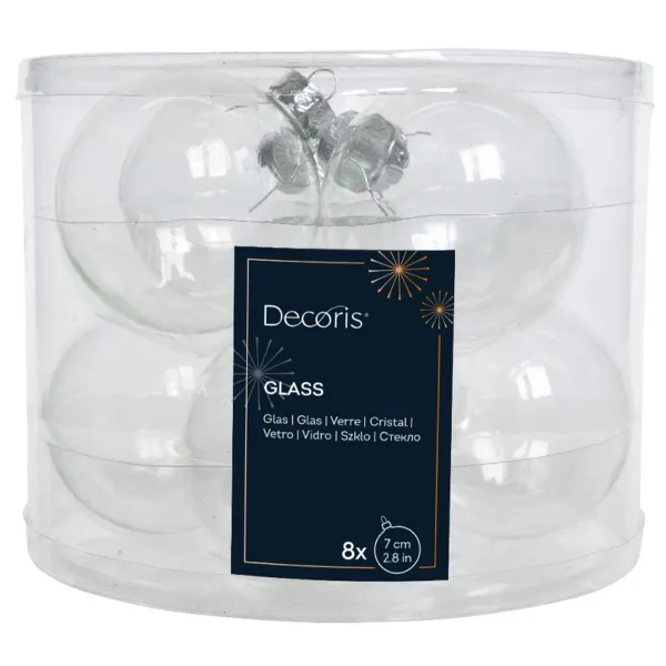 Kaemingk Christbaumkugeln tranparent-irisierend Ø 7 cm, aus Glas 8er Set