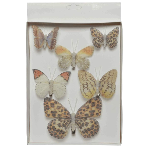 Kaemingk Deko-Schmetterlinge aus Organza mit Clip im 6 er Pack